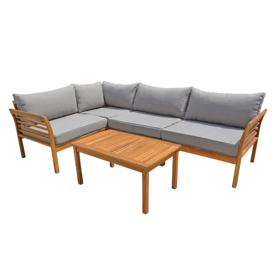 Conjunto de Jardín Rinconera + Mesa de Madera de Acacia, Bali
