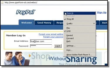 Los phishers usan páginas hechas en Flash