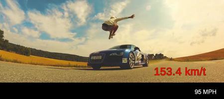 ¿Saltar un Audi R8 a 153 km/h? Un juego de niños