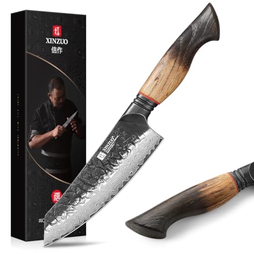 XINZUO 14,5cm Cuchillo Santoku Acero de Damasco