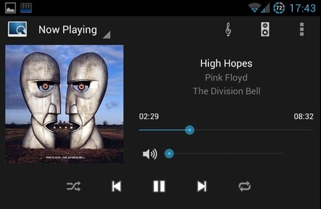 Estupendo aspecto de MPDroid, con la carátula del album que está sonando