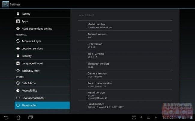 Pantallazo ASUS TF201