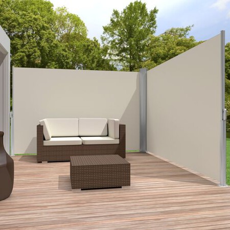 Toldo Lateral Doble Extensible De Aluminio - 200 X 600 Cm, Beige