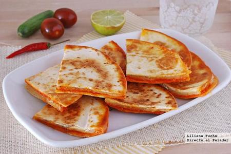 Quesadillas de sobrasada y queso Havarti. Receta de aperitivo