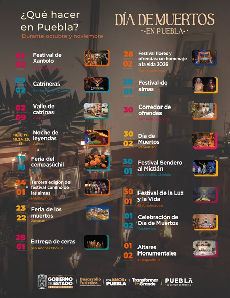 Día de Muertos 2026 en Puebla: disfruta más de 500 actividades más allá del Valle de Catrinas del 23 de octubre al 3 de noviembre