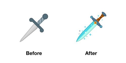 Dagger Emoji Android P Before After