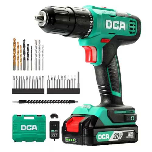 DCA Taladro percutor inalámbrico 20V, 40 Nm, portabrocas automático de 13 mm