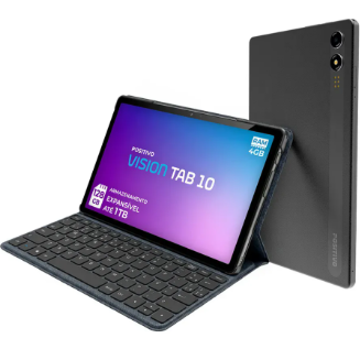 Positivo Vision TAB10 T3010 4GB RAM 128GB SSD com Capa Teclado Octa-Core 5 13MP Bateria 6000mAh Tela 10.1“ HD Wifi AC e 4G Full Lamination -​ Preto
