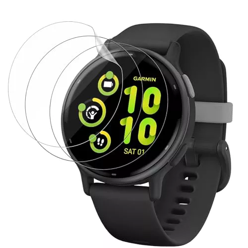 MEMELOKA 3 Piezas Protector de Pantalla Garmin Vivoactive 5/Vivoactive 6, TPU Película de Hidrogel Flexible con Marco de Instalación, Alta Definición y Alta Sensibilidad con 3D Cobertura Completa