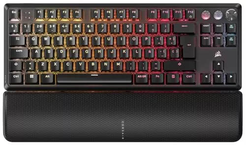 CORSAIR K70 PRO TKL RGB Teclado para Juegos con Cable Magnético-Mecánico – Interruptores Ajustables MGX Hyperdrive Pre-Lubricados, SOCD y Disparo Rápido Simultáneos, 8.000 Hz, QWERTY – Negro