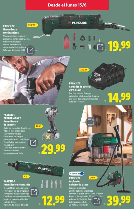 Folleto Lidl Atornillador Inalambrico Parkside