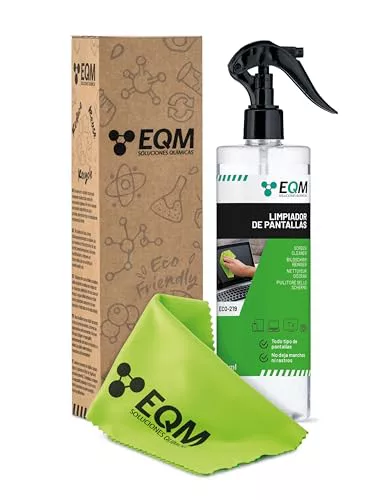 EQM - ECO-219 - Limpiador de Pantallas + Gamuza de Microfibra - 500 ML - Formato Premium - Todo Tipo de Pantallas - Tablet, móvil, portátil, cámara, LED, OLED…
