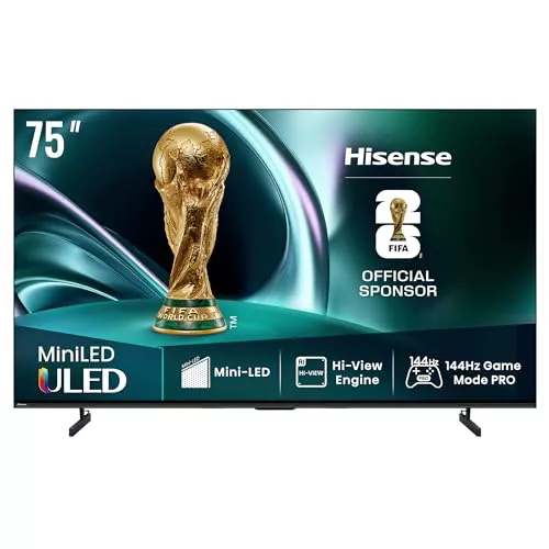 Hisense 75U7Q - MiniLED Smart TV 75 Pulgadas, Quantum Dot Colour, Modo Juego de 144Hz, Subwoofer Integrado, Full Array Local Dimming, Dolby Vision IQ & Dolby Atmos