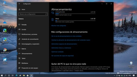 La función "Espacios de almacenamiento" da el salto a la Configuración con la última Build de Windows 10