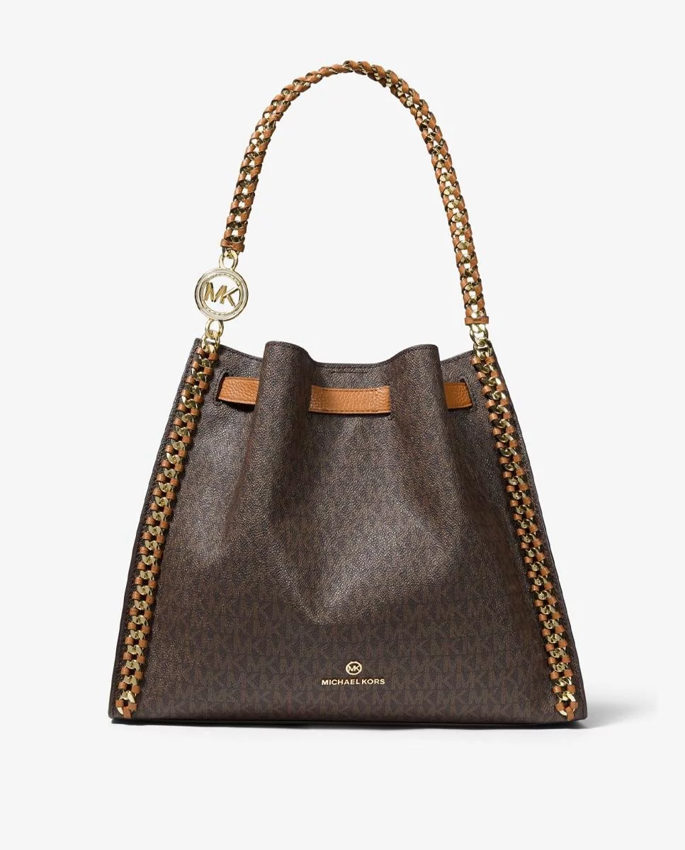 Bolso de hombro Michael Michael Kors Mina en marrón con estampado de logotipos