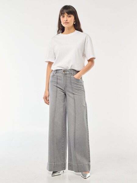 Vaquero Corte Wide Leg Con 5 Bolsillos Gris Eob94 2 Hd1