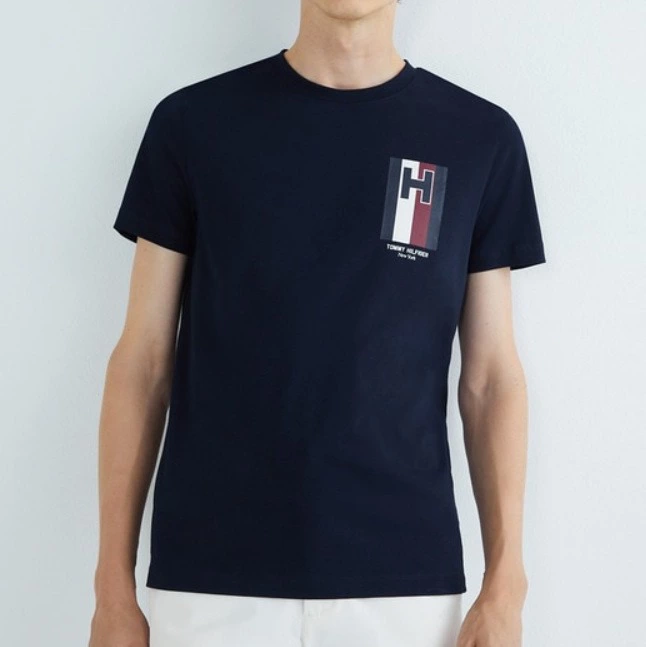Tommy Hilfiger Camiseta de hombre de manga corta y logo en el pecho