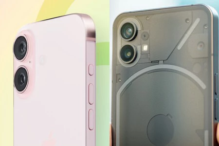 iPhone 16 と Nothing Phone の類似点 (1) (画像: MacRumors および Xataka)
