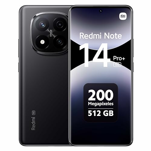 Xiaomi Redmi Note 14 Pro+ 5G - Smartphone de 12+512GB, Pantalla de 6.67" AMOLED FHD+ 120Hz, Snapdragon 7s Gen 3, cámara de 200MP, HyperCharge 120W, 5110 mAh, Cargador no Incluido, Negro (Versión ES)