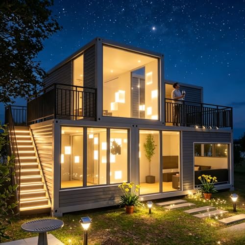Casa prefabricada expandible de dos pisos, casa pequeña para la venta, 20 pies y 40 pies, kit de cabina plegable portátil modular con 2-6 dormitorios, cocina para exteriores o viviendas de proyectos