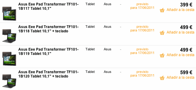 Asus Eee Pad Transformer en Fnac