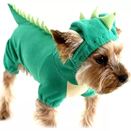 DELIFUR Dinosaur Dog Disfraz de Halloween Pet Dino Hoodie para Perros Peque?os y medianos(Verde,Small)