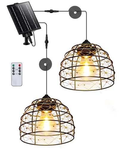 FabStyl Lámpara Solar Exterior de Estilo Bohemio, Impermeable IP65 Luces Exterior Solar con Temporizador de 4/6/8 Horas y 4 Ajustes de Brillo, para Patios, Balcones y Jardines - 2 Unidades