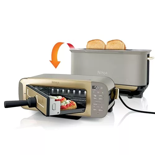 Ninja Foodi Tostadora, parrilla y sandwichera 3 en 1 con diseño de volteo