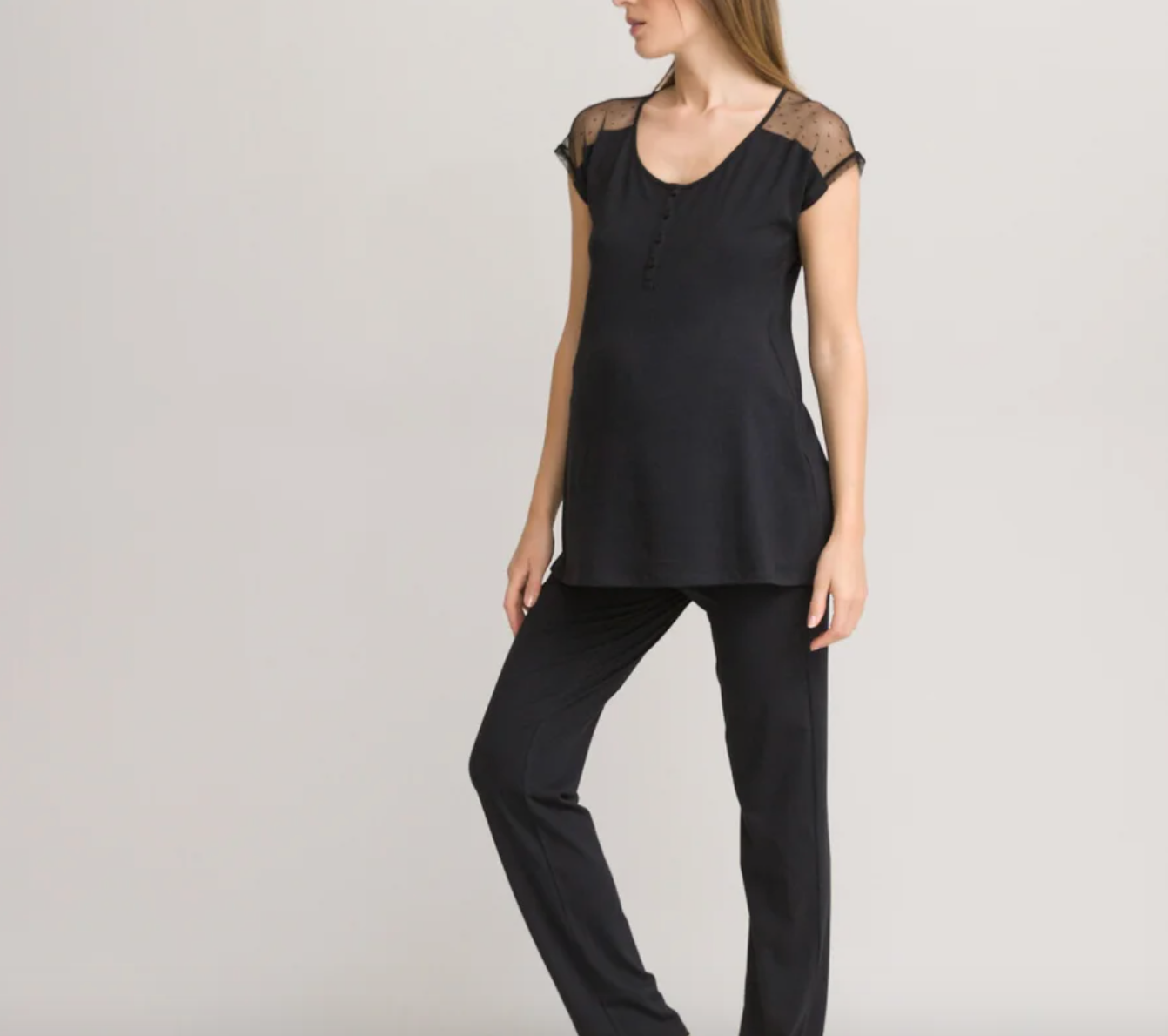 Pijama de embarazo y lactancia negro