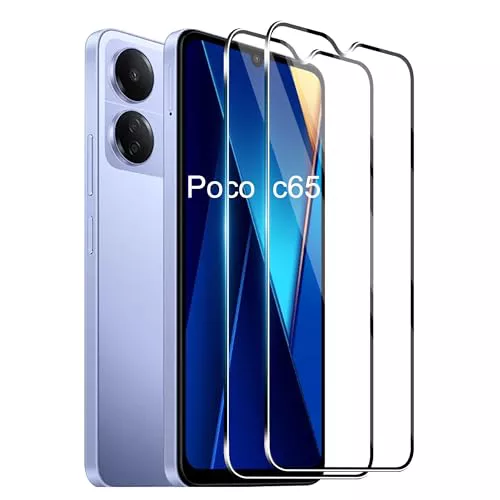 Heioloo [2 Pieza Cristal Templado para Xiaomi Poco C65/Redmi 13C 4G/Redmi 13C 5G Protector de Pantalla Vidrio Templado, Sin Burbujas, Dureza 9H, Resistente a Arañazos