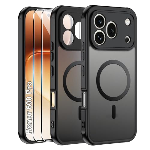 Effcotuo Funda Magnética para Honor 600 Pro 5G Case con MagSafe con 2 Piezas Protector de Pantalla Cristal Templado