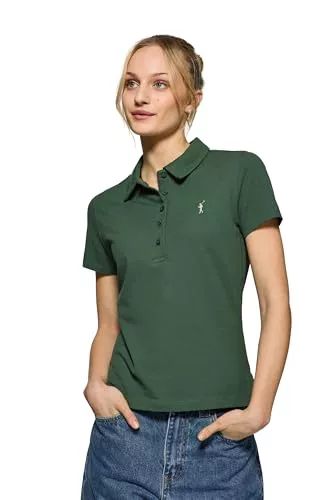 Polo Club Polo Mujer Verde Botella Algodón de 5 Botones - Poloshirt Manga Corta