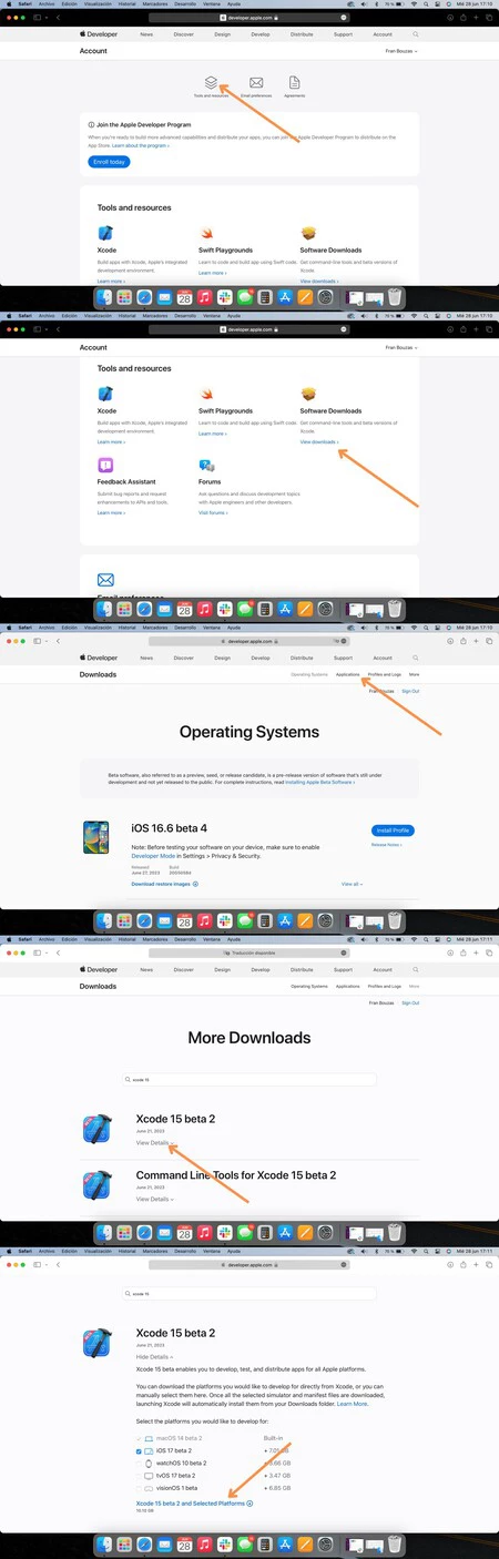 Mac でのプロセスのステップバイステップ