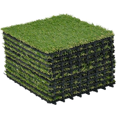 Outsunny Césped Artificial de 10 Piezas 