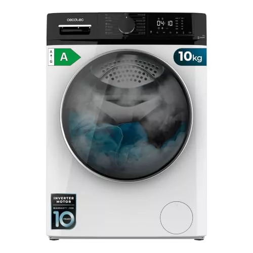 Cecotec Lavadora Secadora 10kg + 6kg Bolero DressCode Wash&Dry 106610 | Clase A/D, Motor Inverter Plus, 1400rpm, 15 Programas, Vapor SteamMax, OnSmart, Fuzzy Logic, Pearl Drum