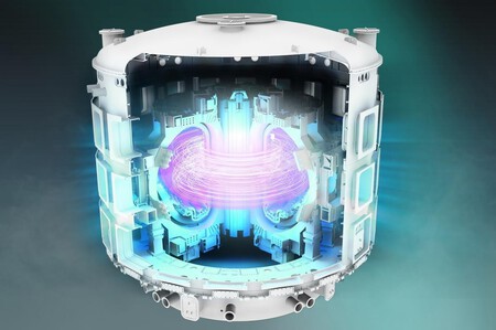 O tokamak ITER. No interior do anel em formato de rosca — ou toroide —, o plasma circula ao redor do transformador, que é protegido por paredes de blindagem no centro. Fonte da imagem: US ITER.