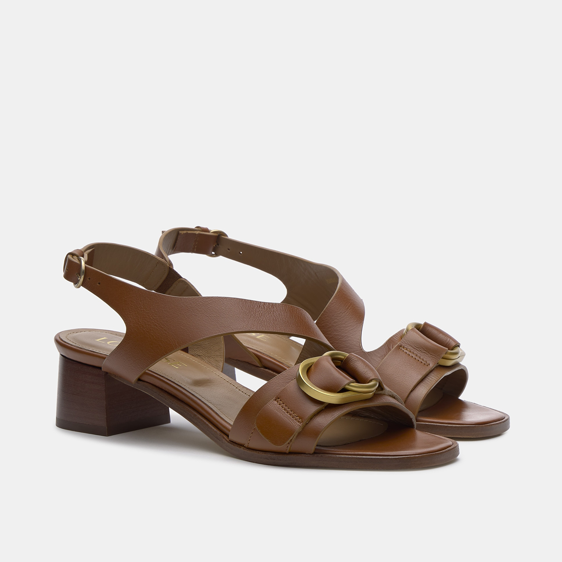 Sandalias de tacón de tiras de piel de mujer Marrón Lottusse