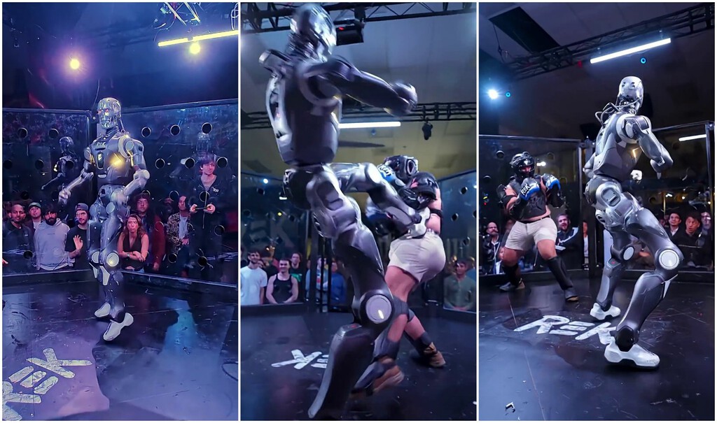 Han organizado un combate de MMA entre un youtuber y un robot a lo 'Terminator': la máquina le ha soltado una patada monumental