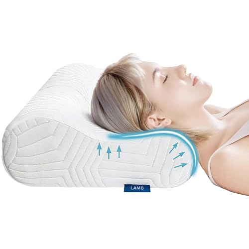 Almohada Cervical de Espuma Viscoelastica Altura Regulable, Almohada Ortopedica para Soporte de Cuello, Almohadas Ergonómico para Dormir de Lado y Boca Arriba