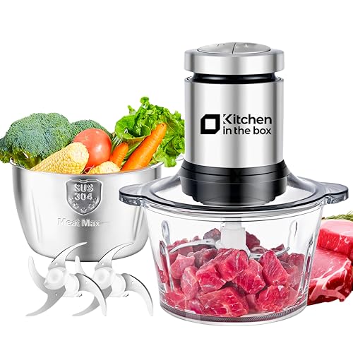Kitchen in the box Picadora Eléctrica 2 Cuencos 2L Vidrio Inox