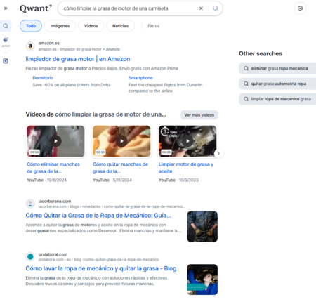 "Cómo limpiar la grasa de motor de una camiseta" en Qwant | Imagen: Xataka