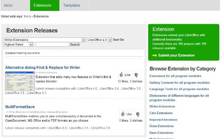 Extensiones de LibreOffice