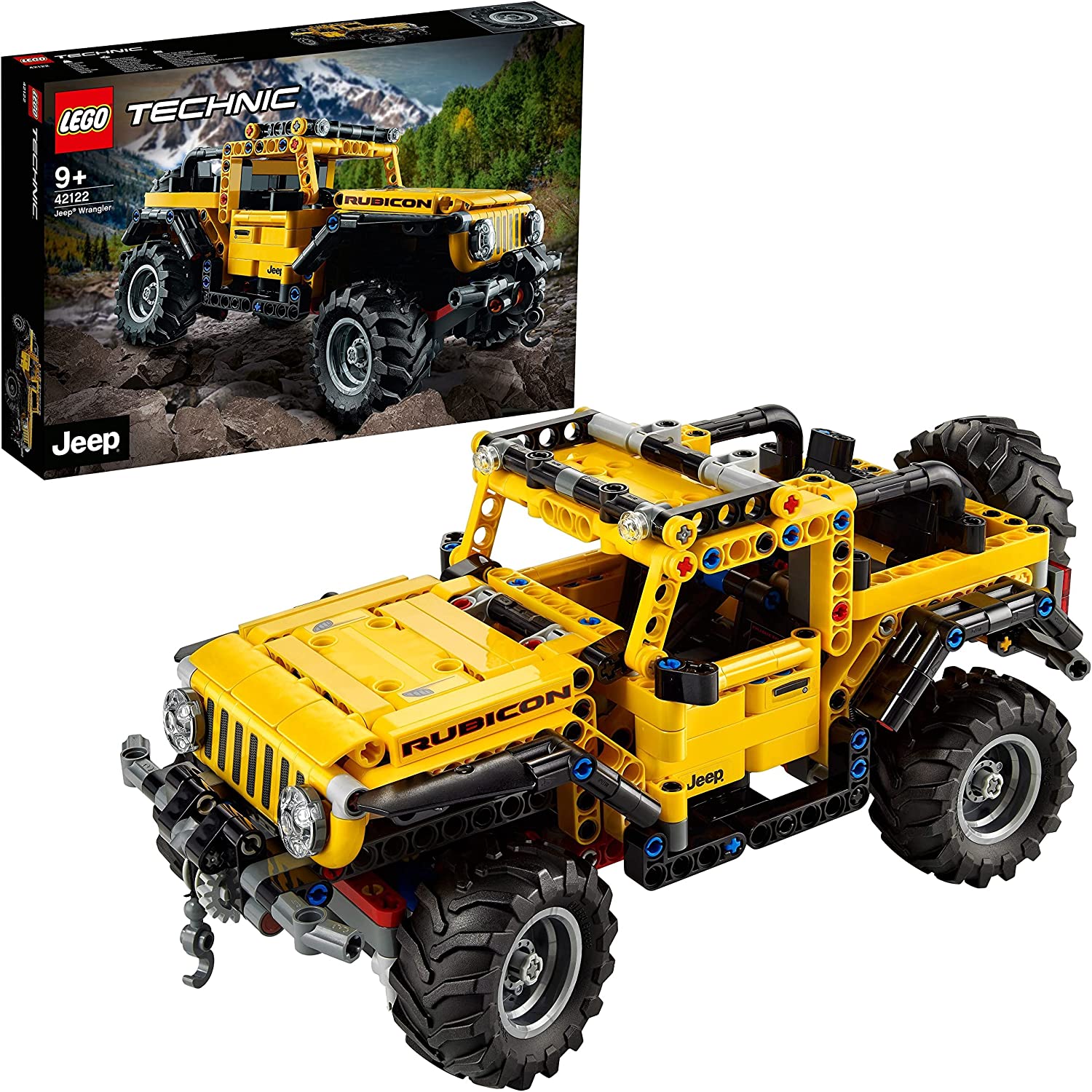 LEGO 42122 Technic Jeep Wrangler, Coche de Juguete 4x4, Set de Construcción de Vehículo Todoterreno