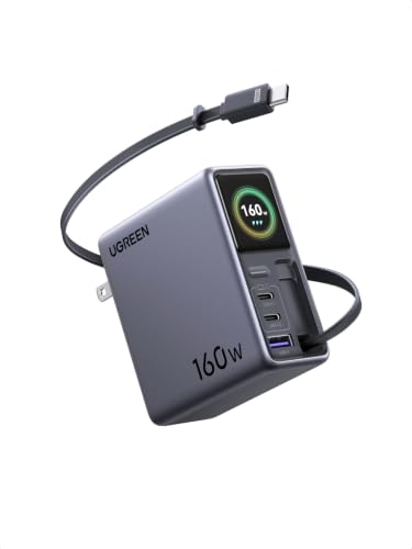 Cargador UGREEN Nexode Pro 160W con cable retráctil y conexión WiFi