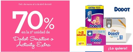 70% de descuento en la segunda unidad de pañales Dodot Sensitive y Activity en Toys 'r us