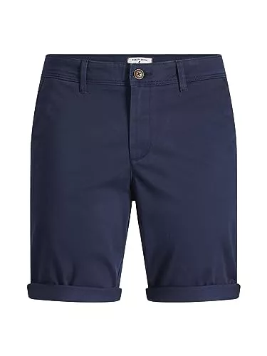 JACK & JONES Pantalones Cortos Chinos Ajustados para Hombre Cintura Media - Corte Regular, Color:Azul-2, Talla:M