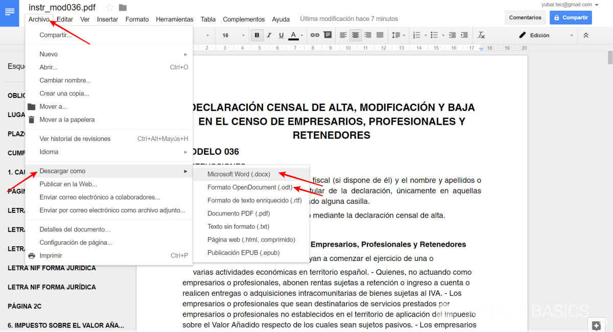 pasar de pdf a odt