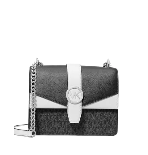 Michael Kors Greenwich - Bolso cruzado de cuero pequeño negro, Combo negro, Small