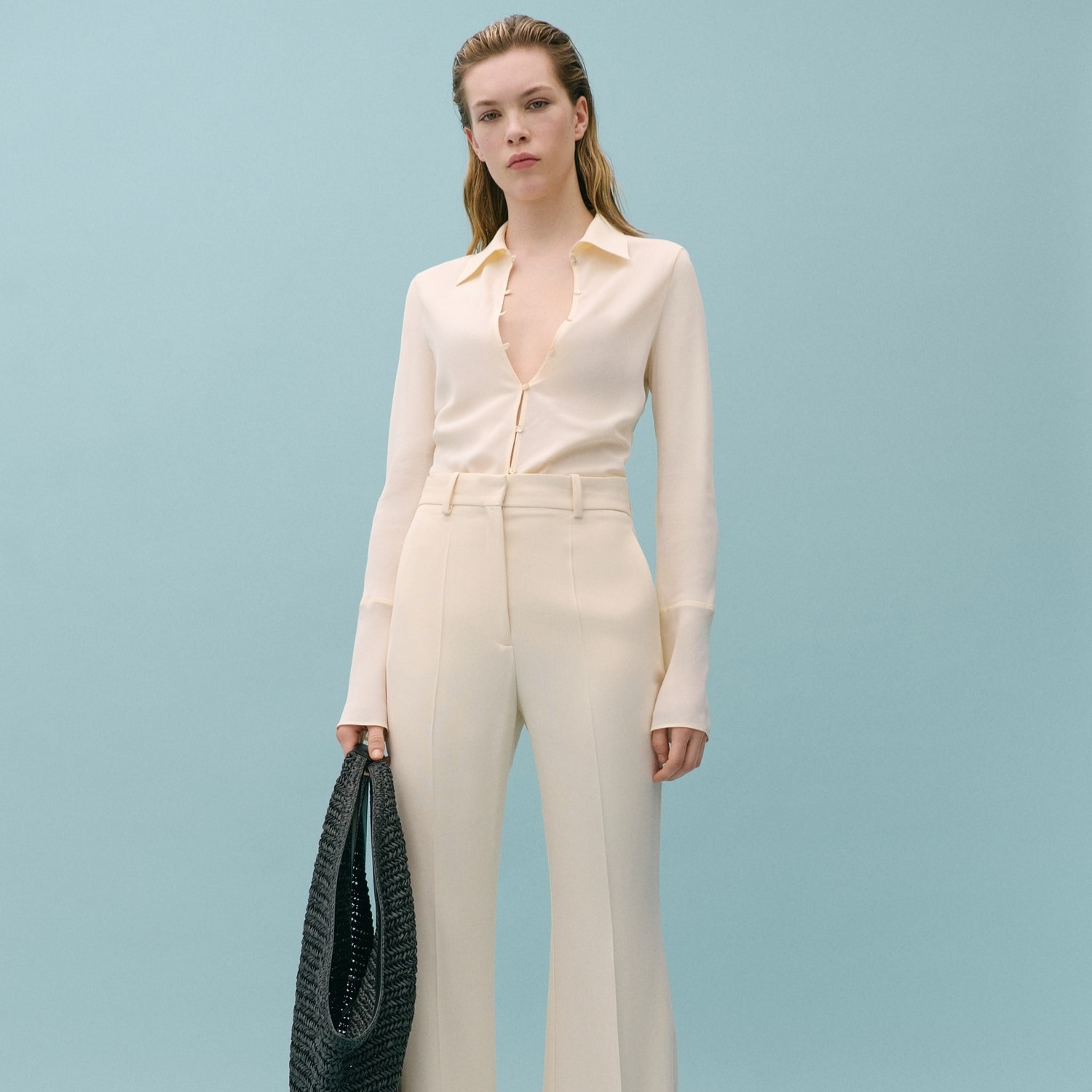 Camisa botones mezcla seda Victoria Beckham x Mango