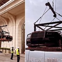 Un Millonario chino pagó para meter su Rolls-Royce en su departamento ubicado en el piso 44 de un edificio 